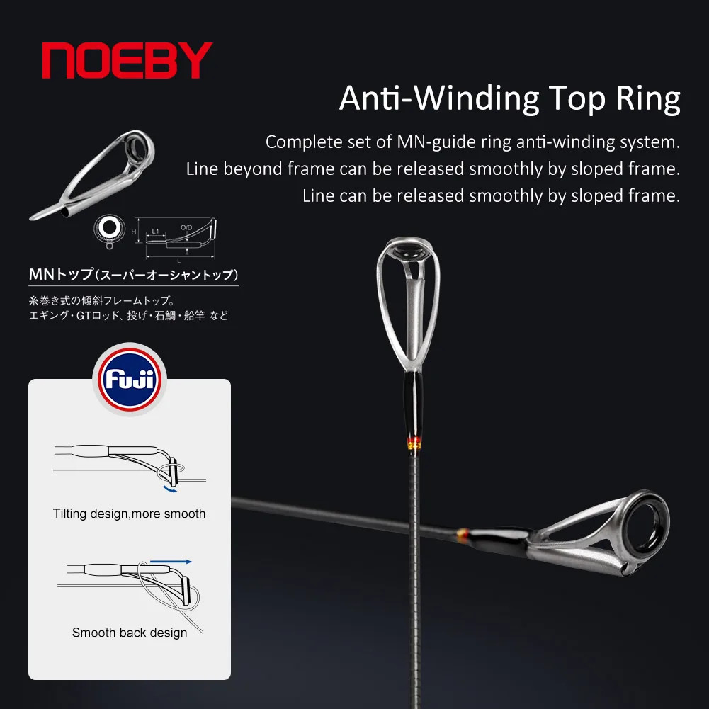 NOEBY Shore Jigging Spinning Rod 2.49m-2.9m Fuji Guides Carbon Saltwater Bass
