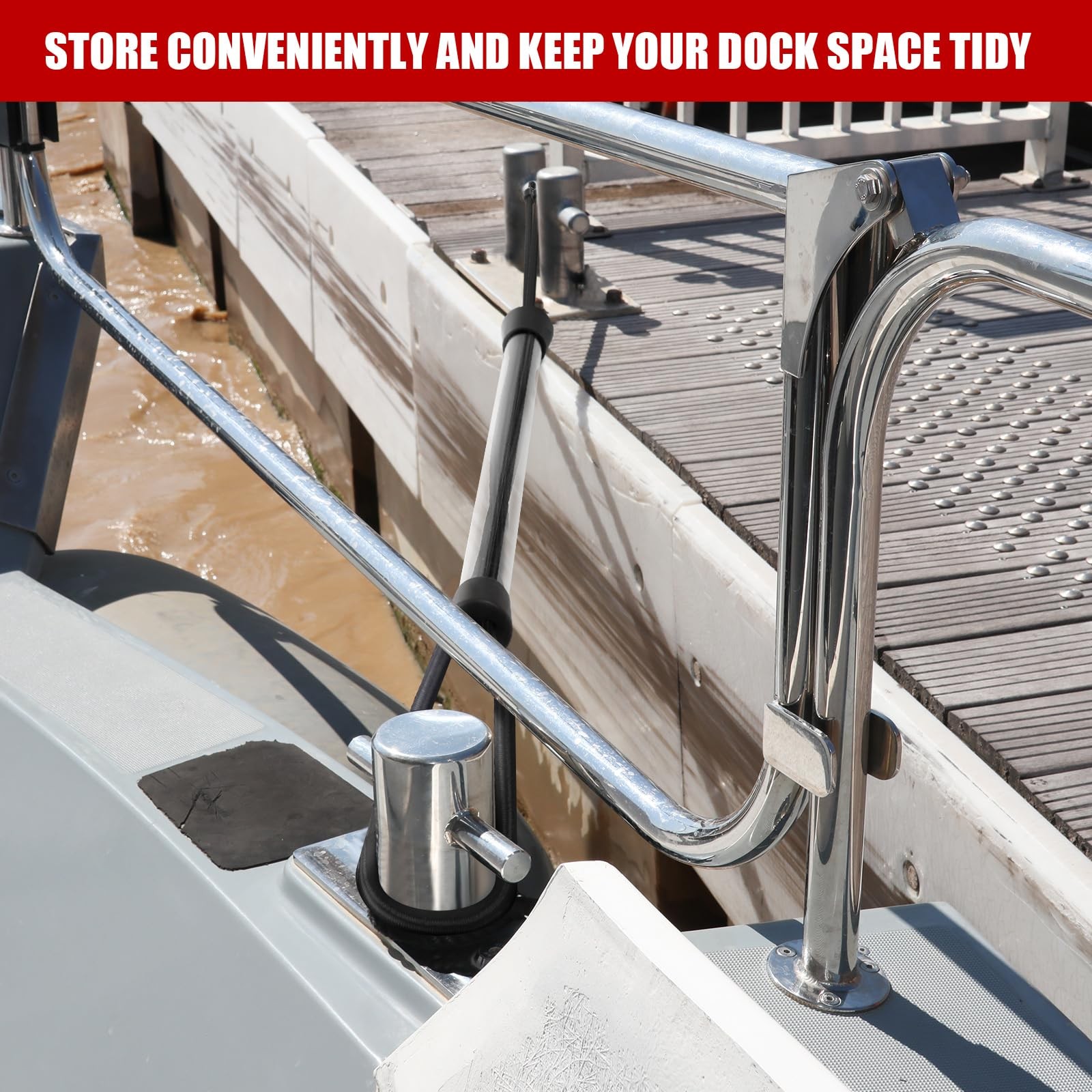 Tandefio 2 Pcs Dock Rods for Boat Docking Pole 16 Inch 16 inch, Black