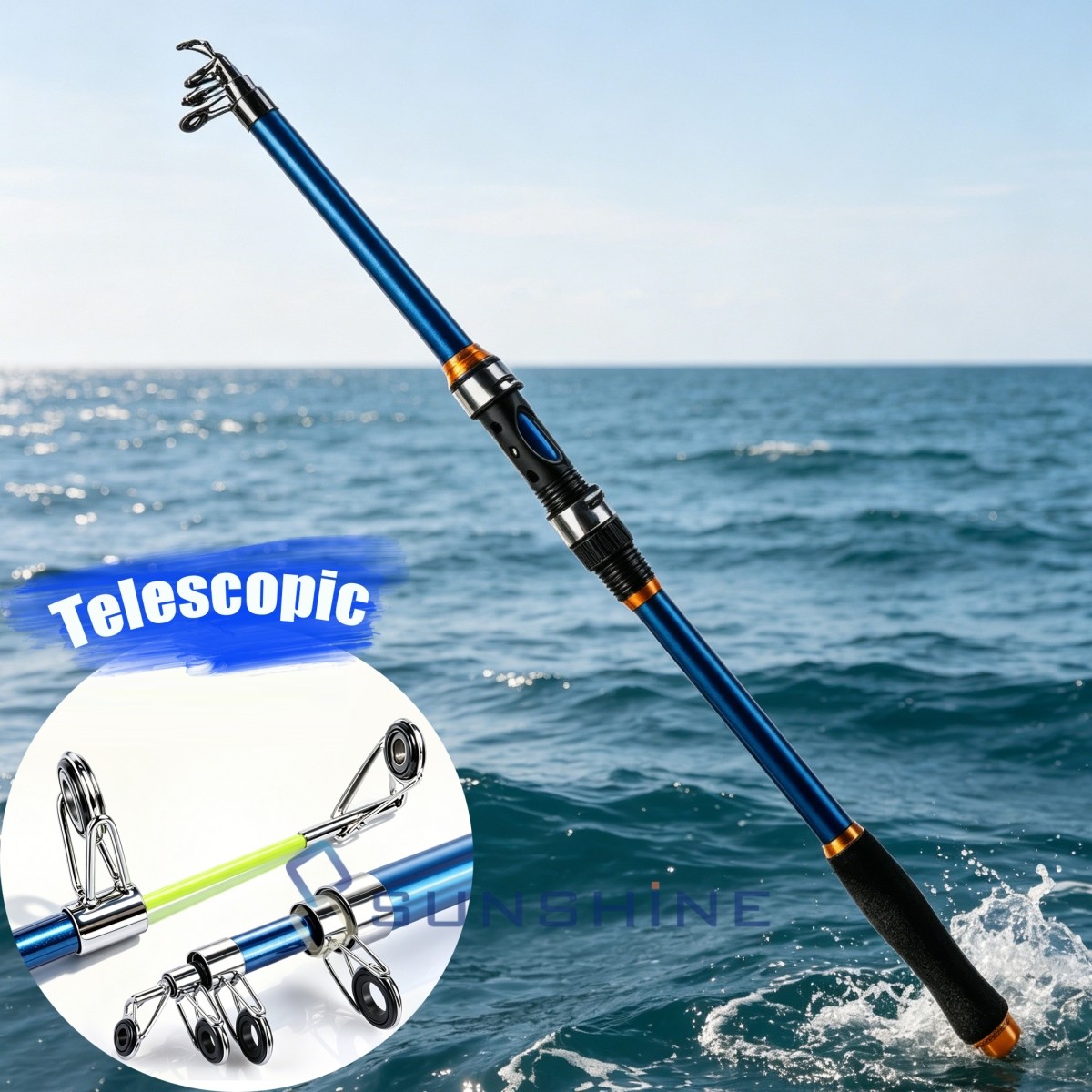 Portable Carbon Fiber Telescopic Fishing Rod for River Sea Saltwater 20-50lb