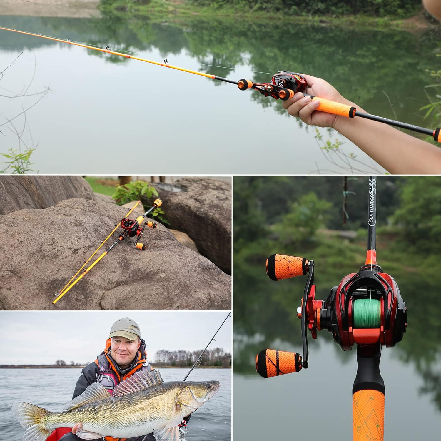 Fishing Pole 24 Ton Carbon Fiber Casting and Spinning Rods – Two Pieces, Superpo