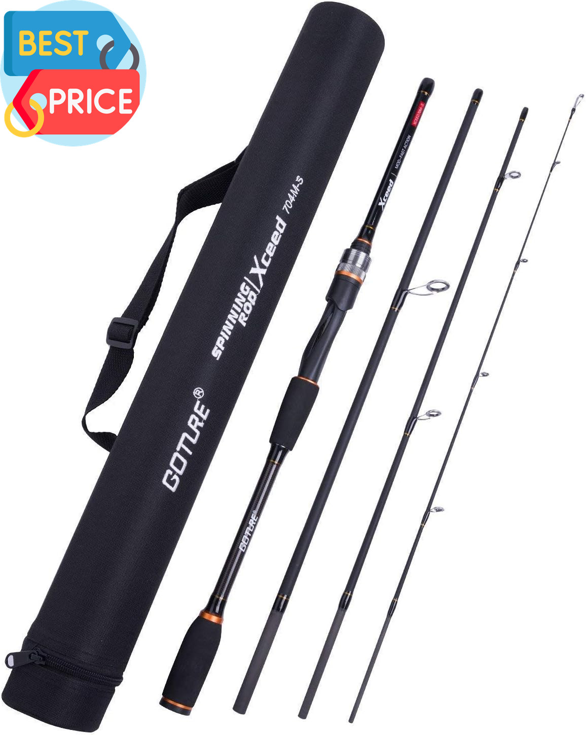 Travel Fishing Rods, 4 Piece Fishing Pole with Case/Bag, Casting/Spinning Rod,Ul