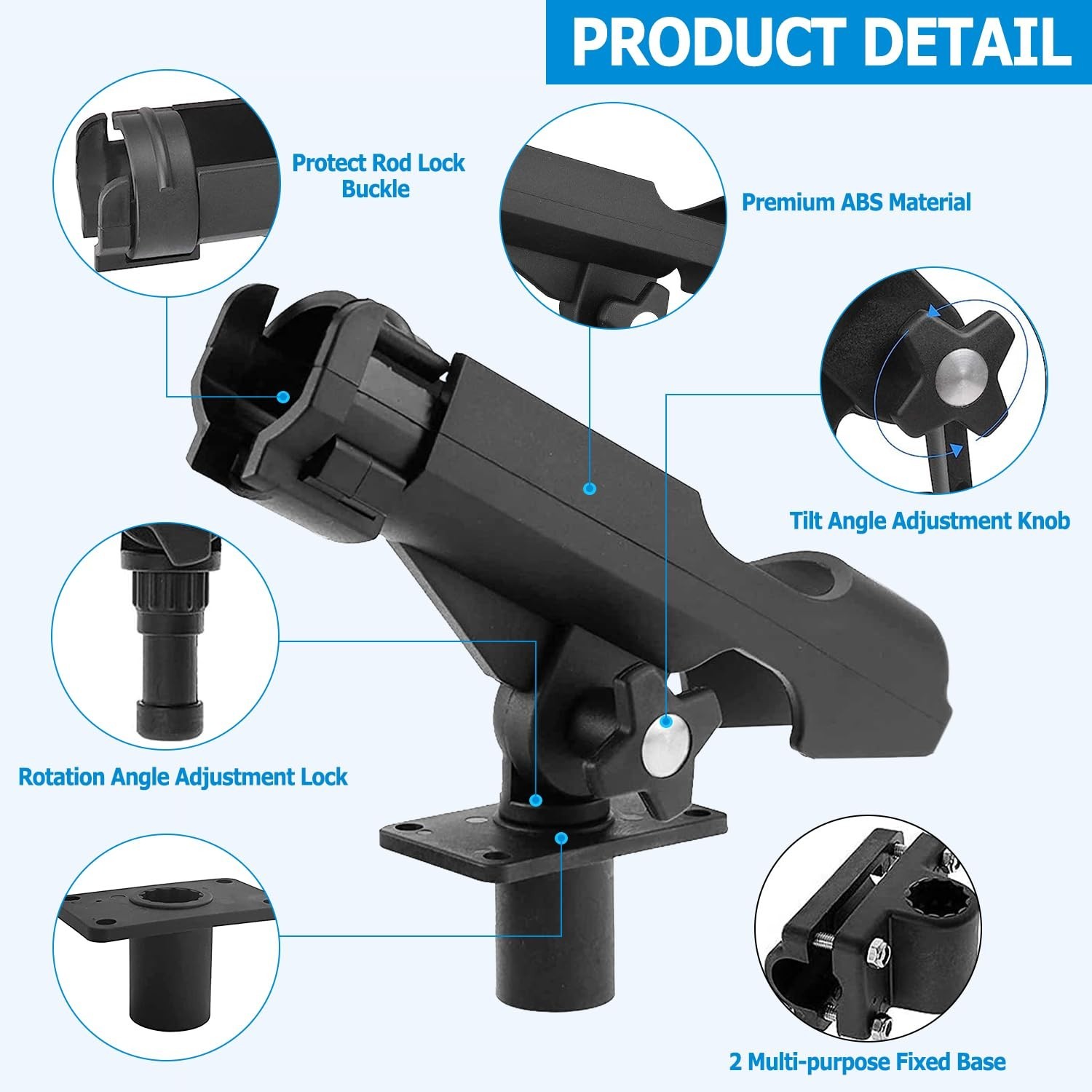 LBW Fishing Rod Holders for Boat Side Deck Mount Rod Holder Adjustable Kayak …