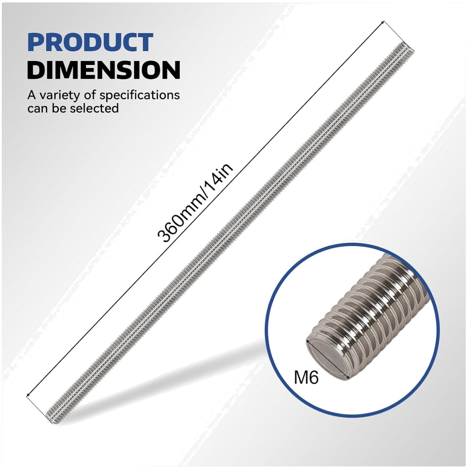 304 Stainless Steel M6 Threaded Rod Collection