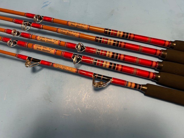 MATCHING SET OF 5 RARE CUSTOM BUILT CALSTAR FISHING RODS BY YO’S CUSTOM RODS