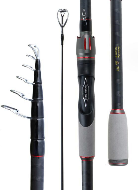 Portable Telescopic Rod Spinning Carbon Fishing Rods Casting 1.8m-3m Poles Trout