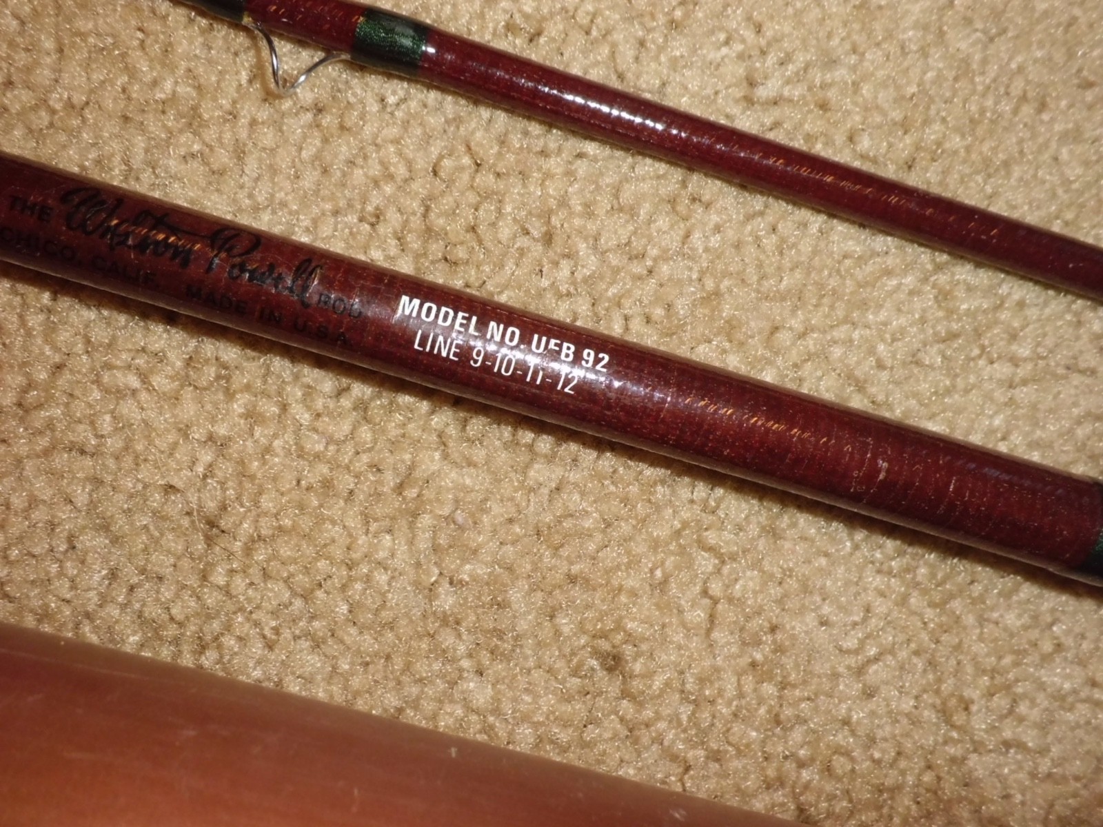 Vintage WALTON POWELL Model UFB 92 Fiberglass Fly 9′ Rod- line 9-10-11-12 wt