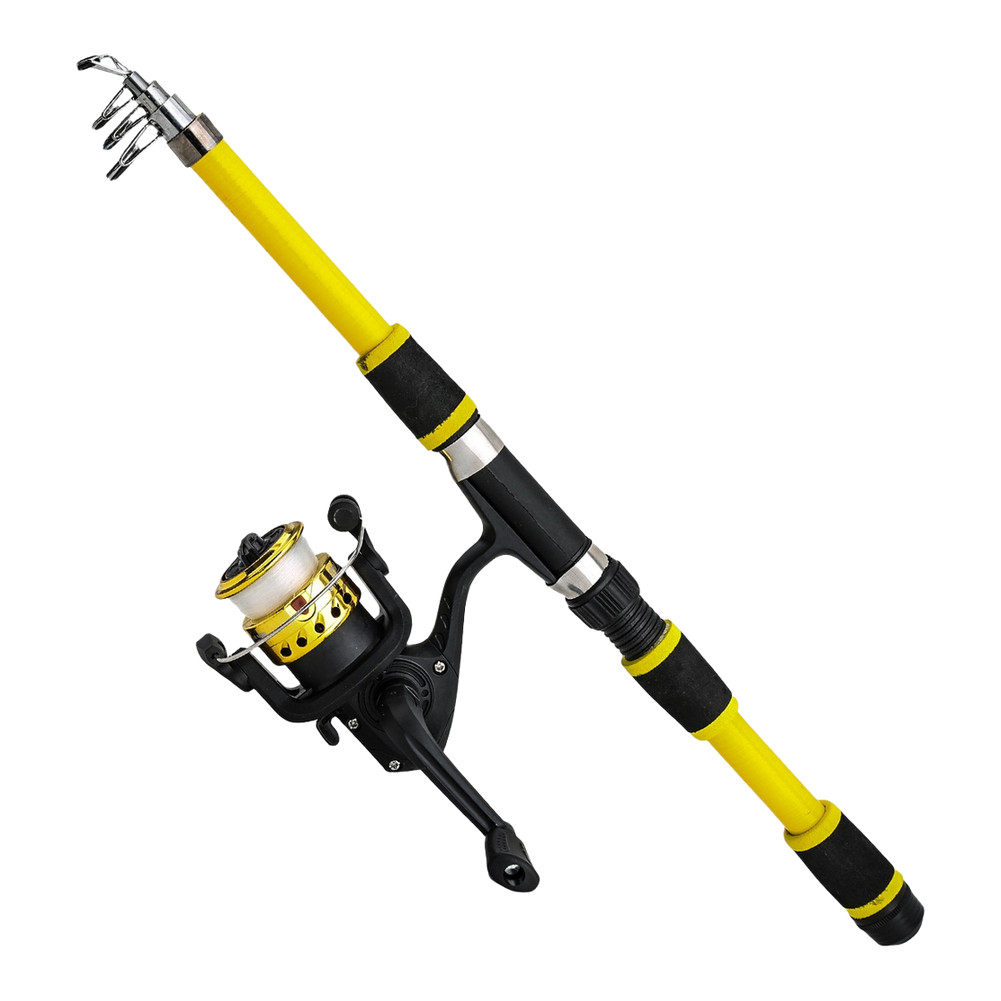 Fiberglass Telescopic Fishing Rod 1.8m Portable For Travel Pole with Reel