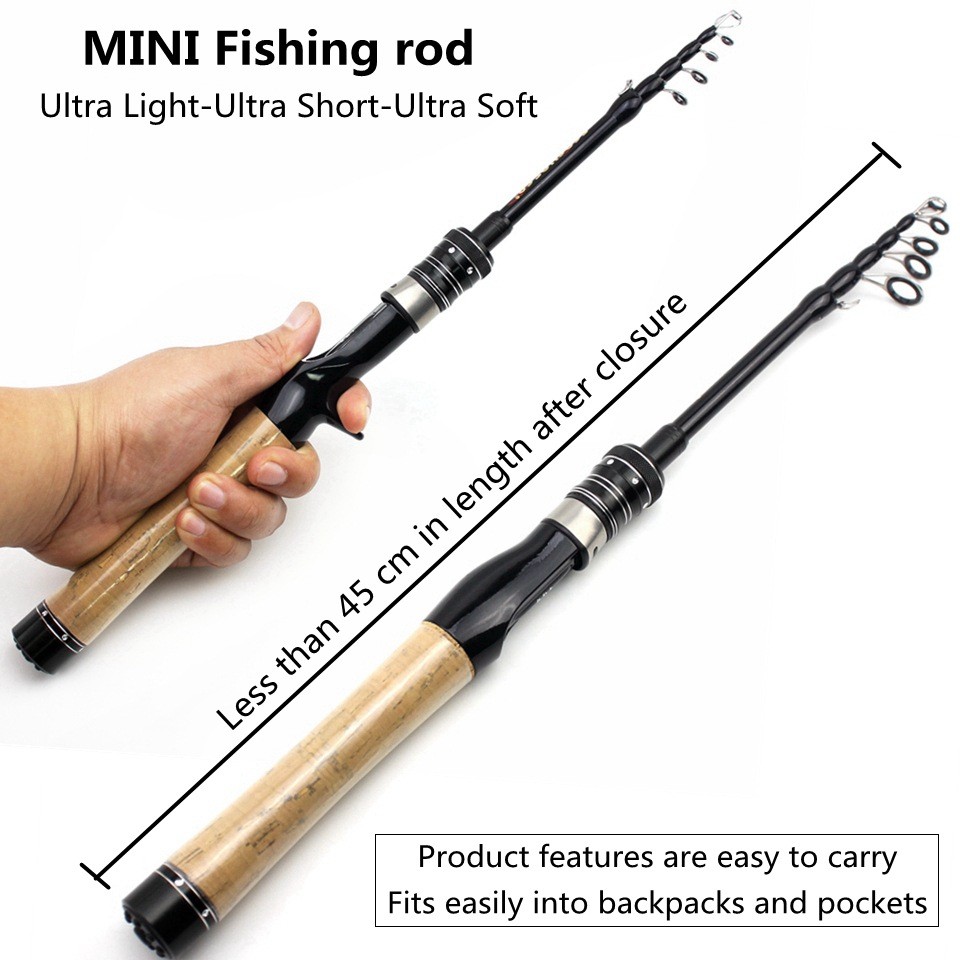 Ultra-Light Portable Fishing Rod Carbon Fiber Spinning Casting Pole Cork Handle
