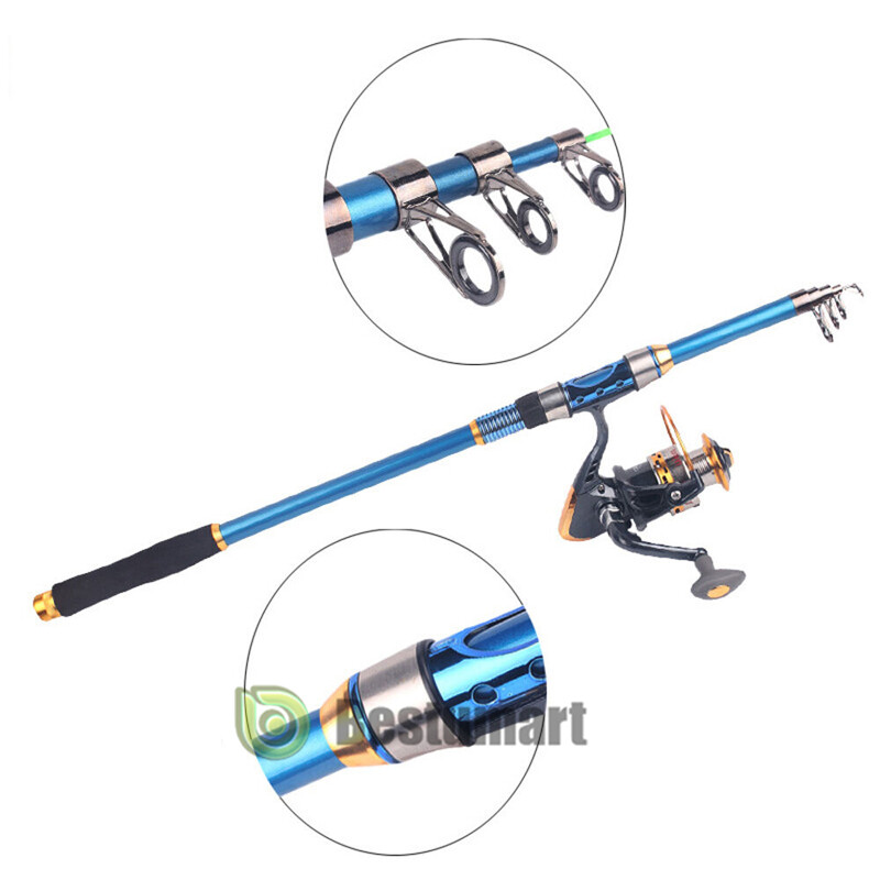 Heavy Duty Carbon Fiber Fishing Rod Travel Telescopic Pole Spinning Rod US