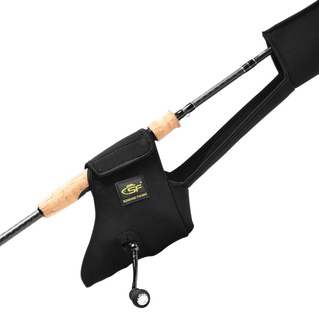 SF Fishing Rod Sleeve Cover Rod Socks Black Spinning Reel Pro 7-7’3″ 3000 Size