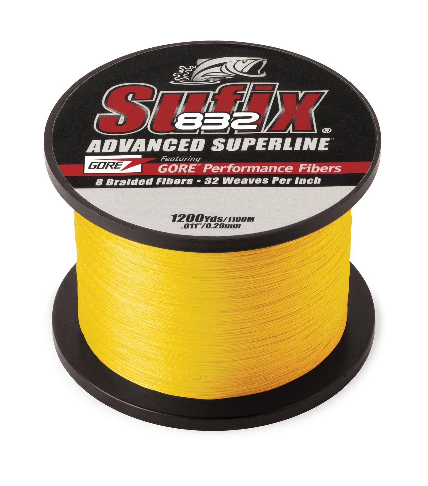 Sufix 832 Braid 65 lb Hi-VIS 660-365Y: 832 Braid 65 lb Hi-VIS Yellow, One Size