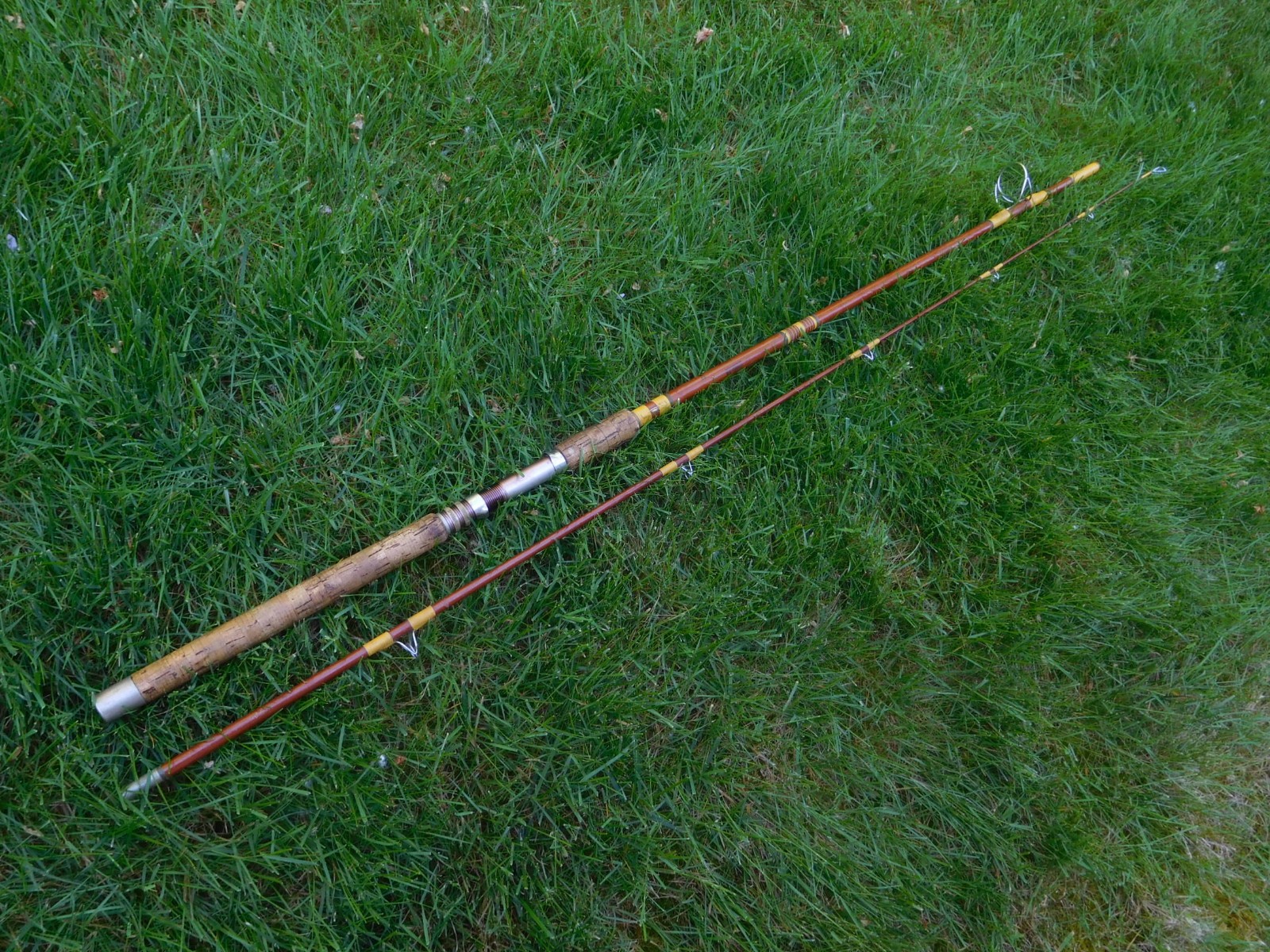Vintage Wright & McGill 2pc, 8ft, med. action , Glass Spinning Rod, USA Made