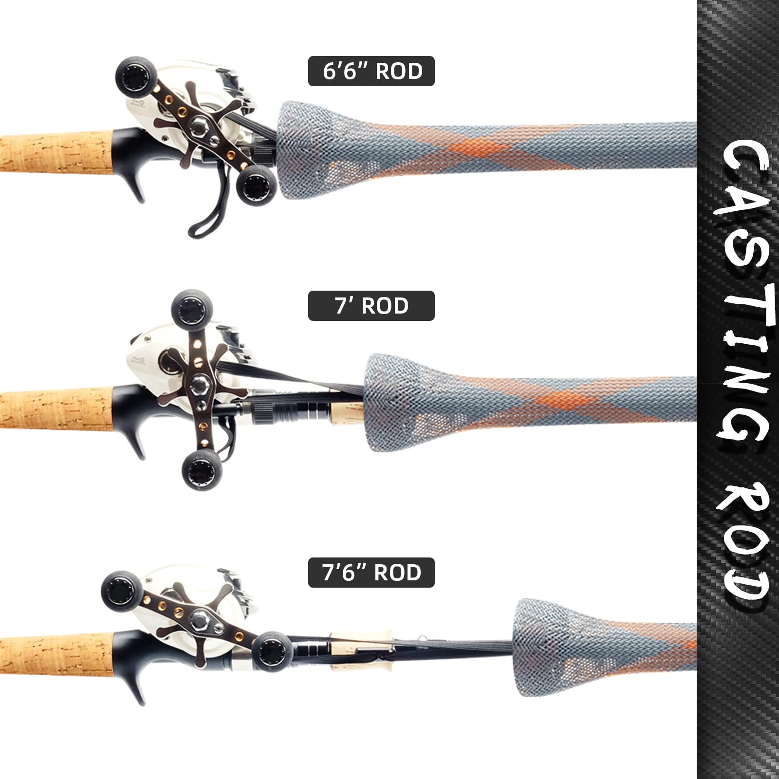 SF Standard Casting Fit Rod 6-1/2 FT to 7-1/2 FT, Gray-orange-2pcs