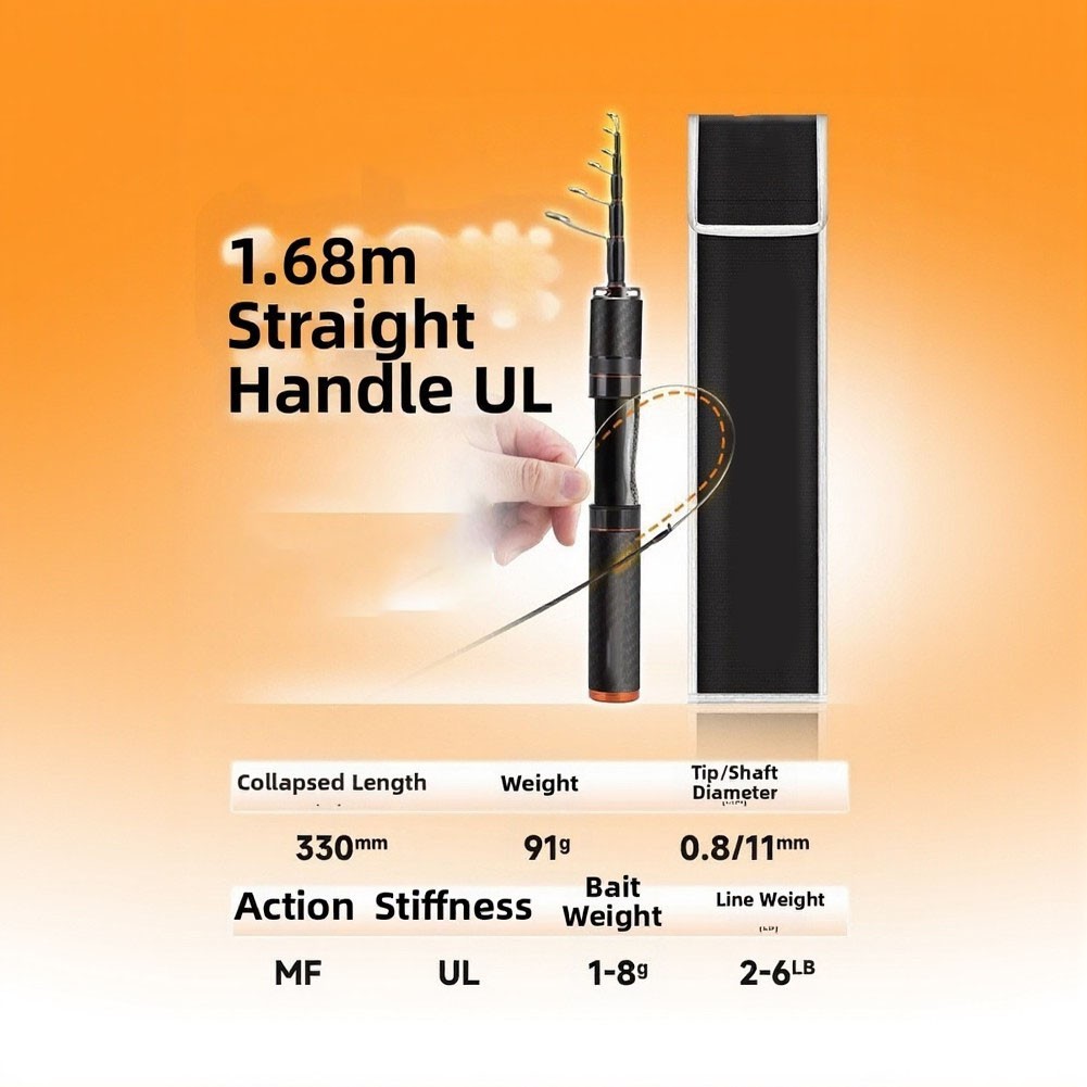 Portable Carbon Fiber Rod UL Light 1.5m 1.68m for Stream and River Use