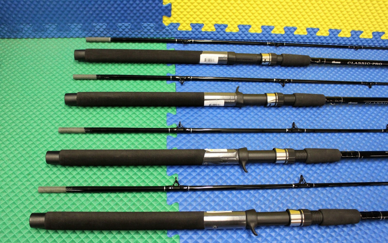 Okuma Classic Pro Trolling Rod 7′ 6″ 2 Piece Chartreuse Tip CPC-762-CT 4-Pack