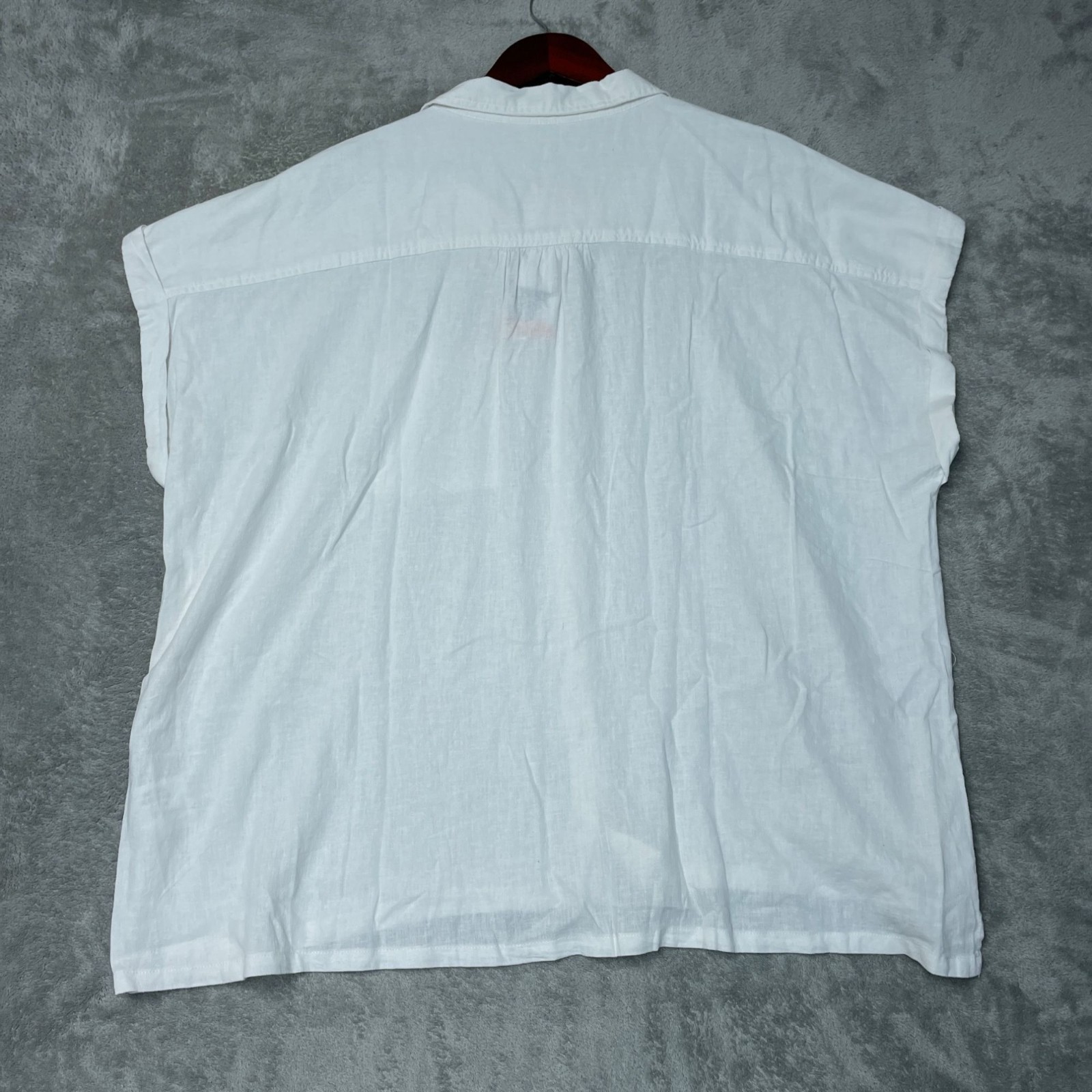 NWT Orvis Women’s XXL White Linen Rayon Button-Down Shirt Short Sleeve i2121