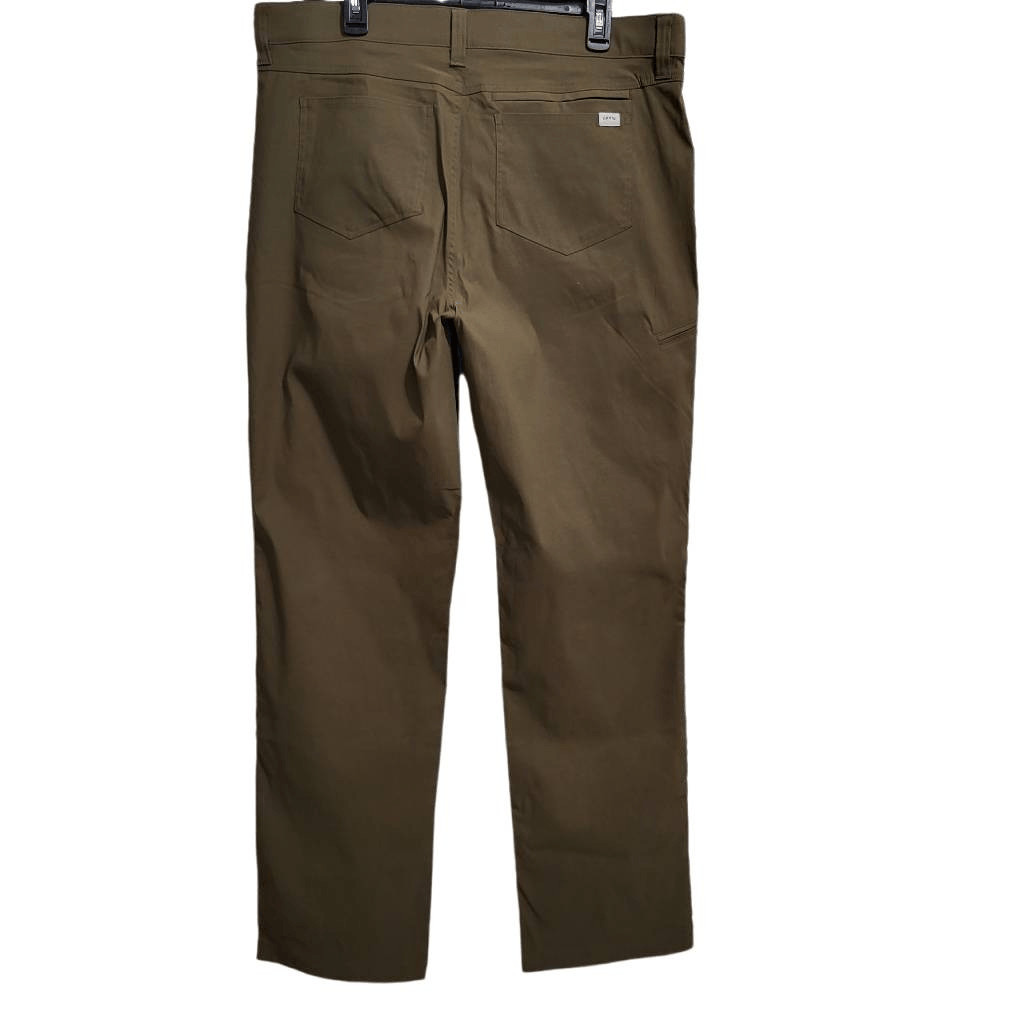 Orvis Mens Tech Pants Olive Green Nylon Water Repellent Zip Fly Size 38 x 34