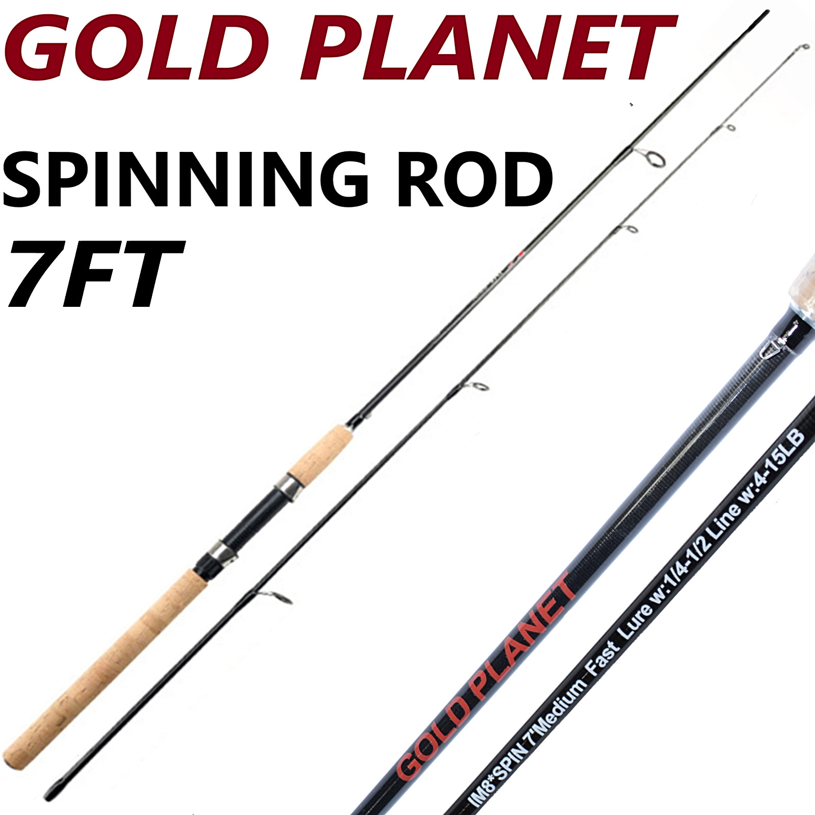 Fishing Pole Spinning Casting Rod 7 8 9 FT Carbon Fiber Medium Fast Lightweight