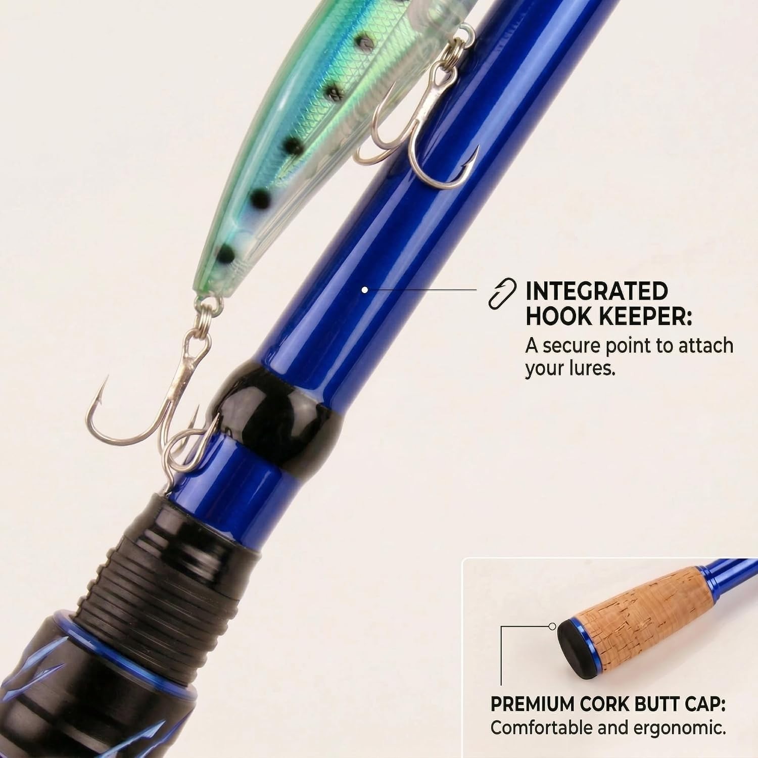 Portable Fishing Rods,Telescopic Spinning Rod with 24T Carbon & Carbon Tip, Cork