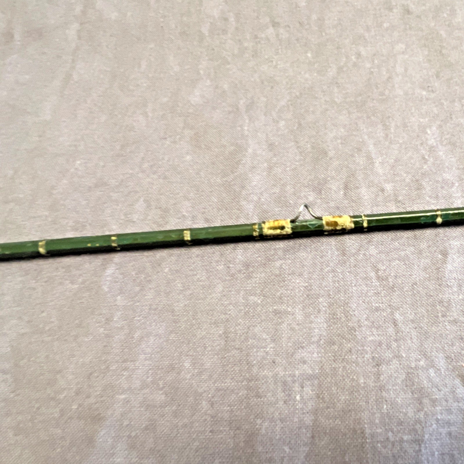 Green Fly Fishing Rod 9.5 ft 3pc Cork Handle Metal Ferrules Vintage