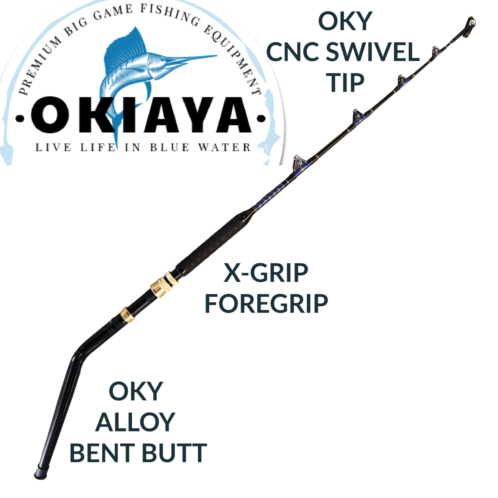 OKIAYA 50-80 lb 5′ 6″ Saltwater Trolling Fishing Rod With Bent Butt Swivel Tip