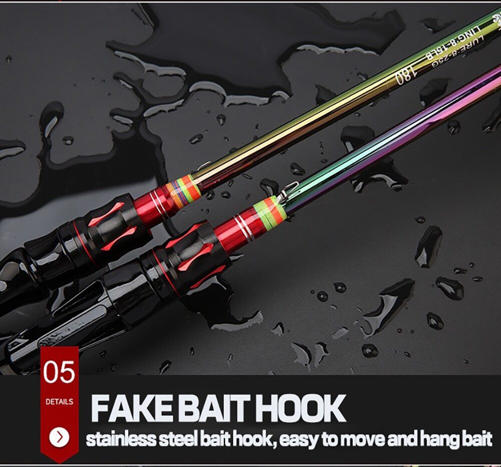 Spinning Casting Lure Fishing Rod 1.65m 1.8m Carbon Fiber Pole Lure Weight 8-25g