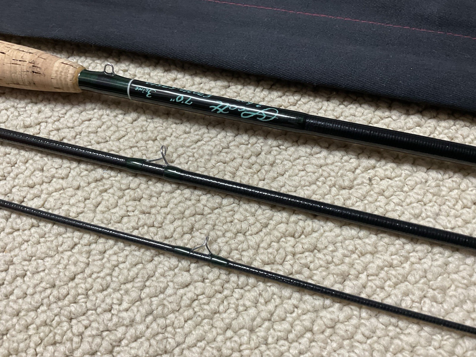 Vintage Scott F703/3 Fly Rod 7′ 3wt 3pc Black Fiberglass Telluride **NICE**