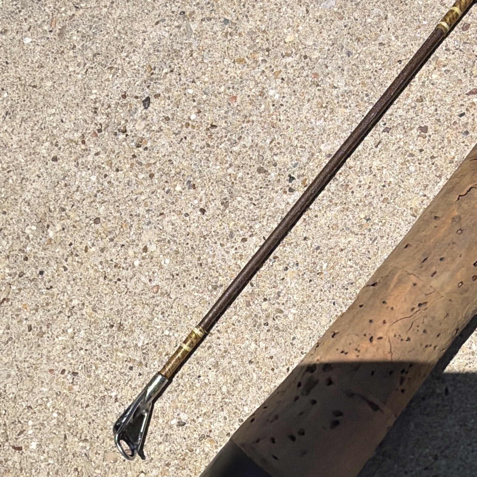 Vintage Abu Garcia 7’6” One Piece Fishing Rod Cork Handle Brown Fiberglass
