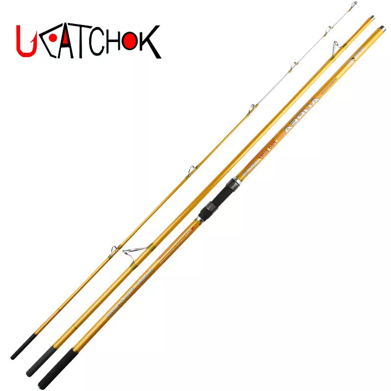 Surf Casting Fishing Rod 3-Piece Carbon Fiber Travel Rod Portable~14 ft