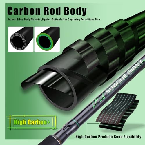 Spinning & Casting Catfish Rod – 2 Piece Medium Heavy Portable Travel Catfish