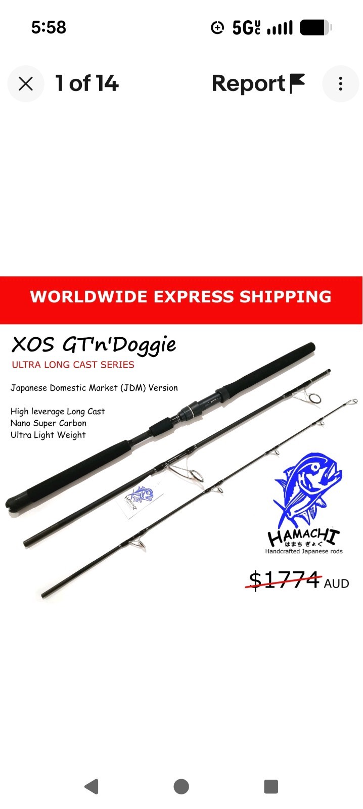 2018 HAMACHI 7’6 XOS GT’n’Doggie Ultra Cast 20 – 40lb Japanese spin fishing rod