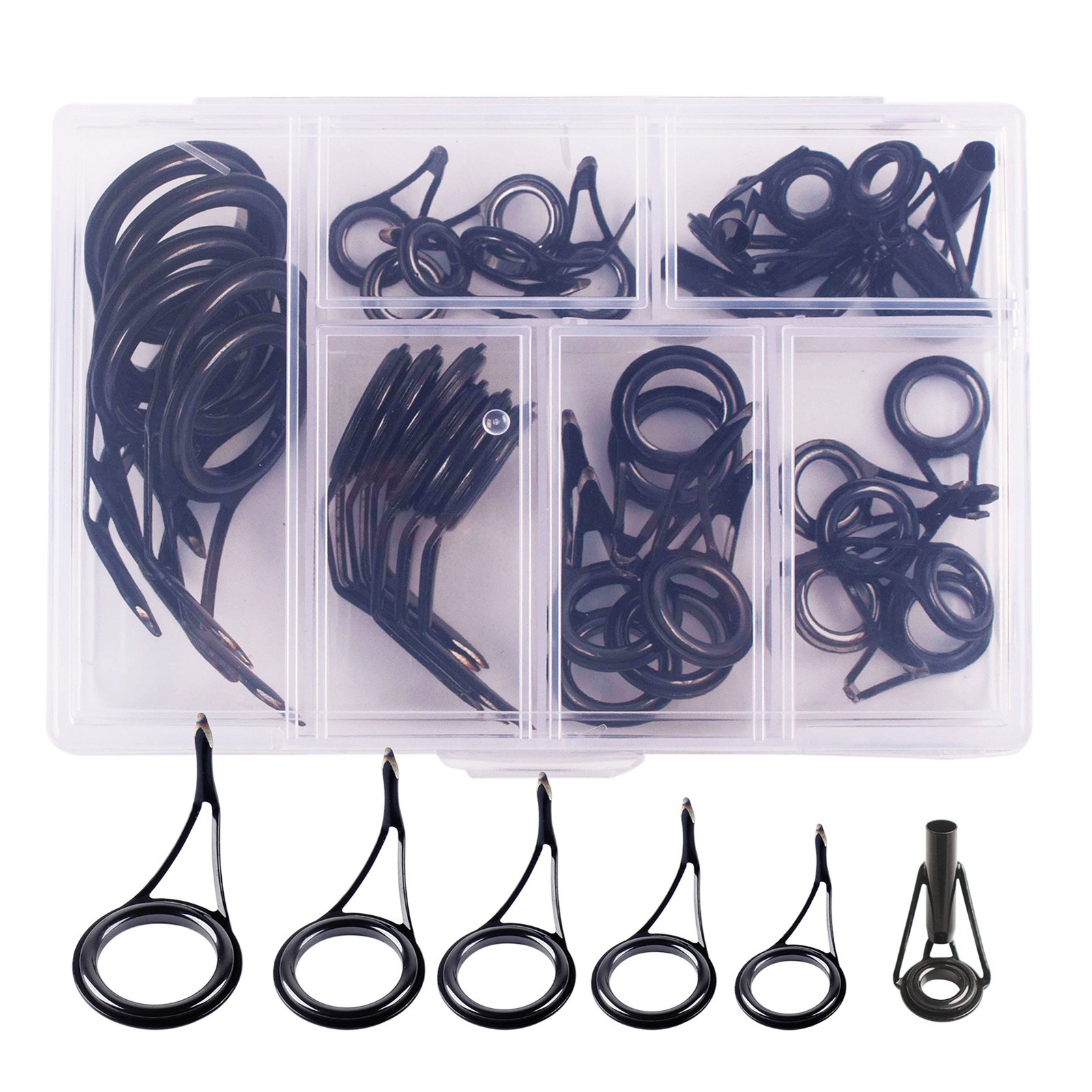 35pcs Fishing Rod Repair Kit Ceramic High Carbon Steel Fishing Rod Guides KFCU