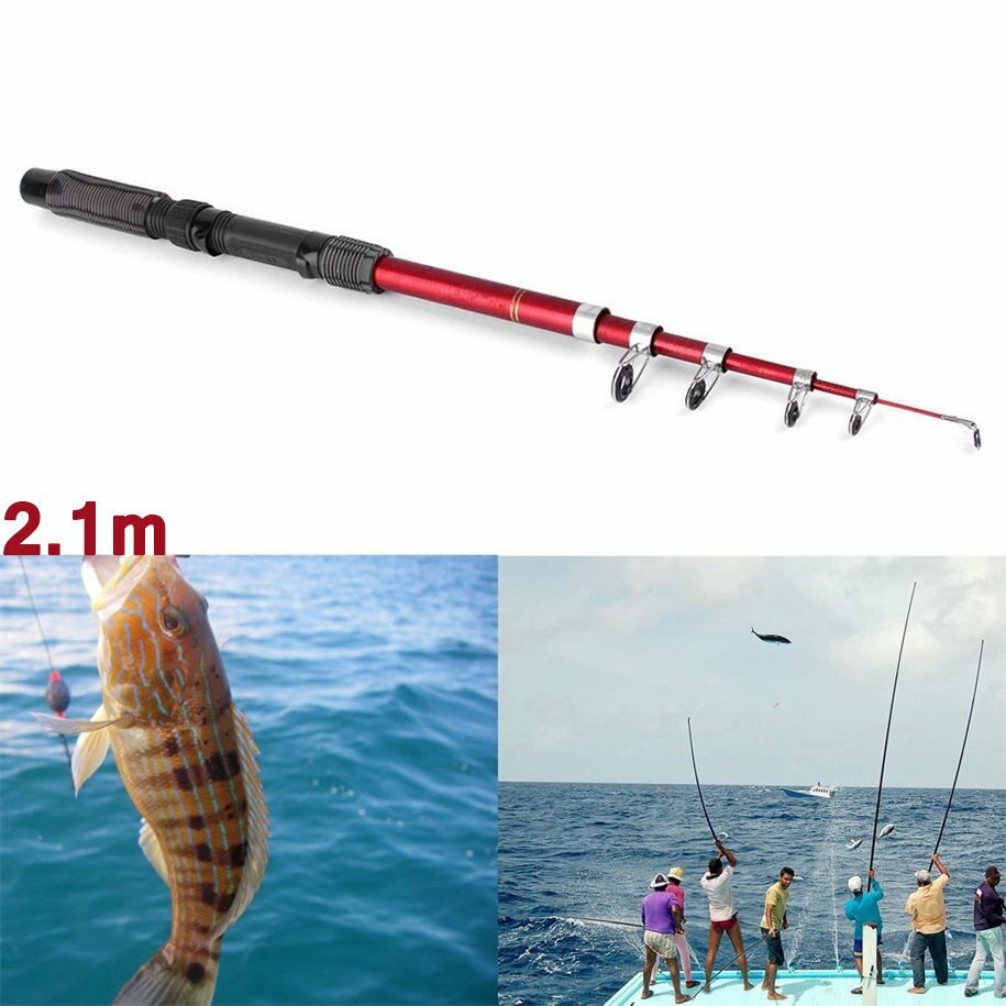 USA Portable Fishing Pole Tackle Carbon Fiber Spinning Lure Rod 1.5 M NEW