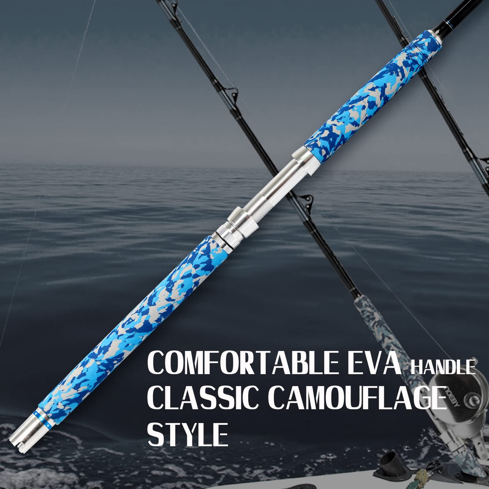 Fiblink Fishing Trolling Rod 1 Piece Saltwater Offshore Heavy Roller Rod Big Gam