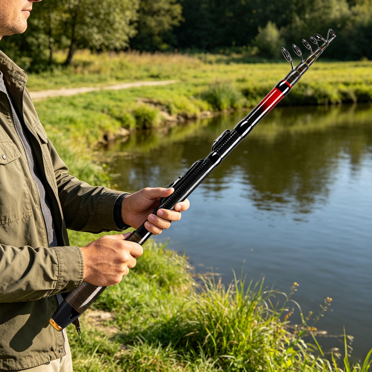 2.1m Carbon Fiber Telescopic Fishing Rod Sea Saltwater Portable Spinning Pole
