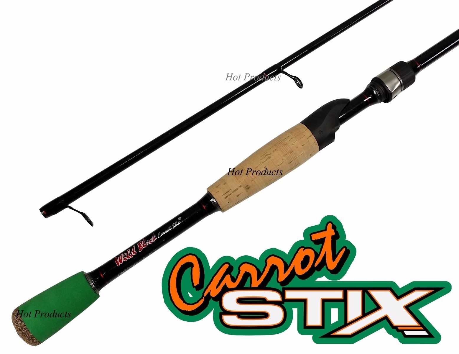 COLLAPSIBLE 2PC Carrot Stix SPINNING 6′ 7″ MEDIUM Wild Black Fishing Rod
