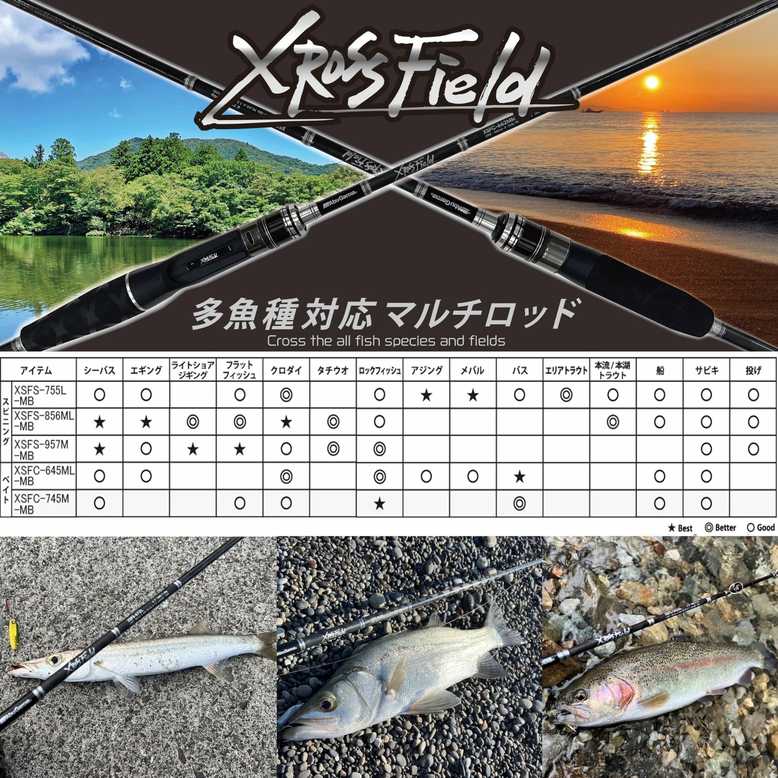 Abu Garcia XrossField XSFC-645ML-MB Mobile Multi Piece Fishing Rod Travel