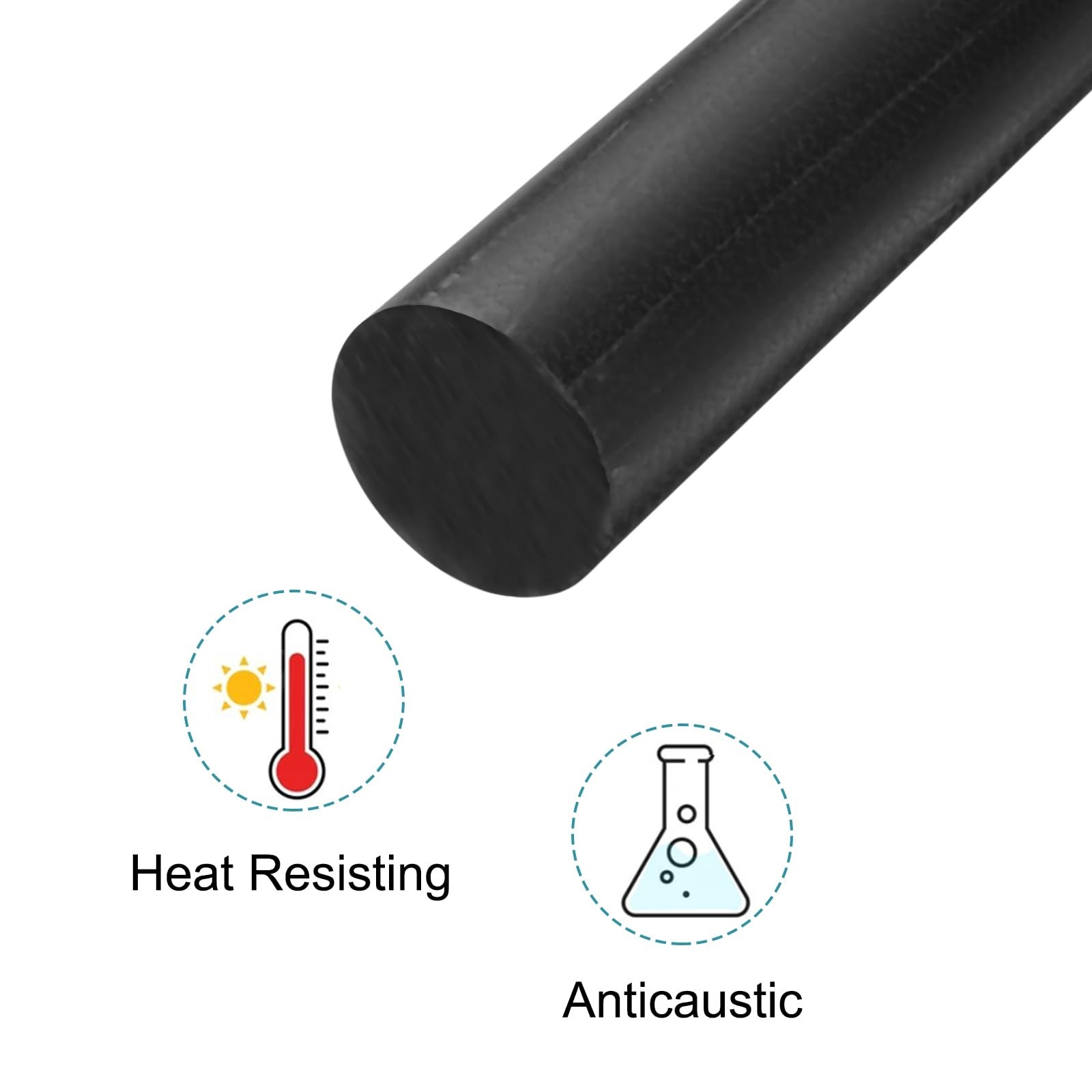 MECCANIXITY Black Round ABS Plastic Rods 2-inch Diameter and 12-inch Length R…