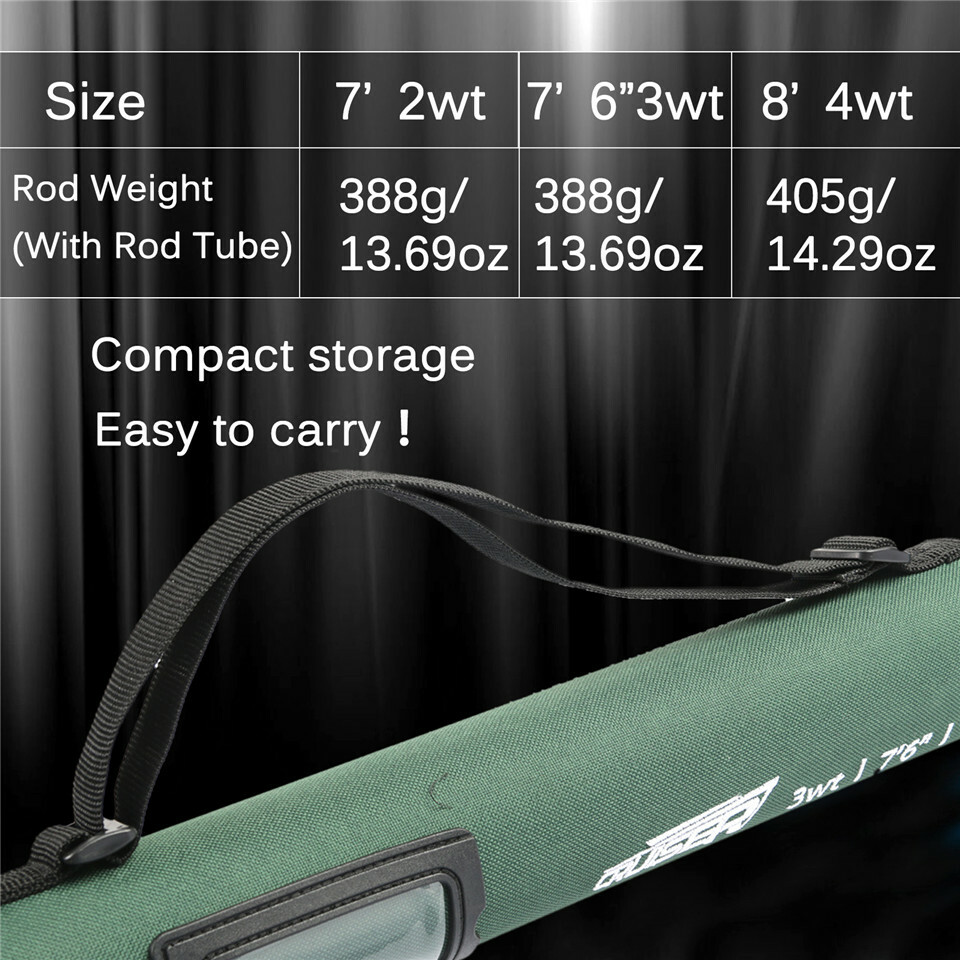 Cruiser Travel Fly Fishing Rod 2/3/4wt 7’6” 6Pcs Fast Action IM10 Carbon Blank