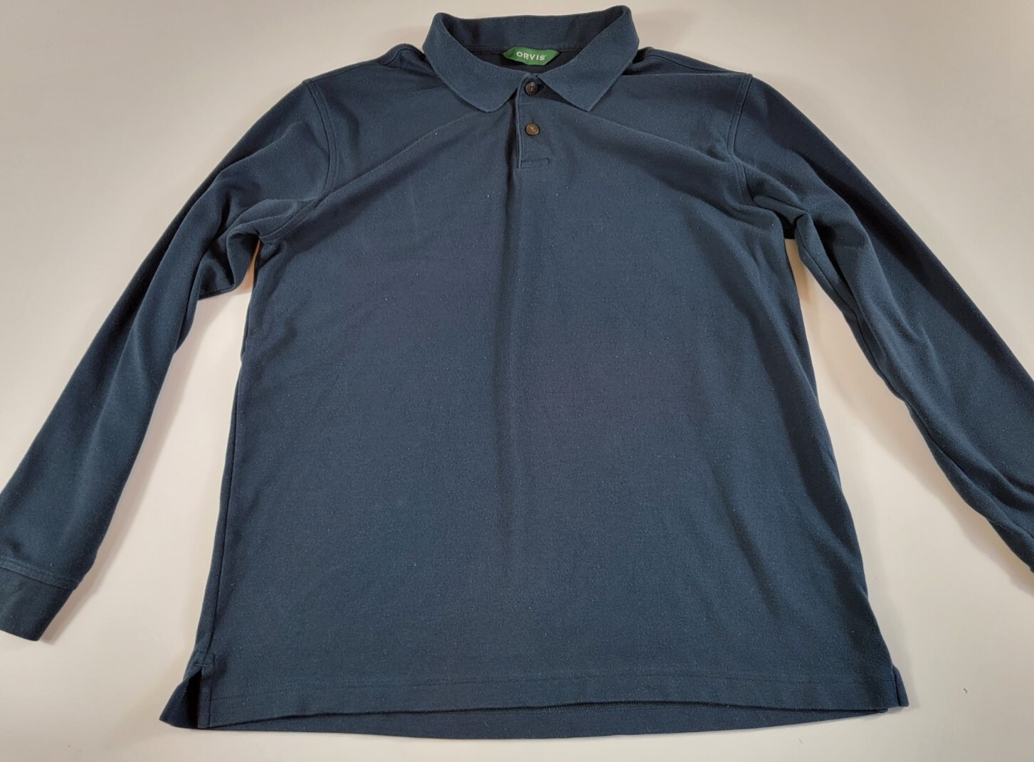 Orvis Polo Shirt Adult Medium Blue Long Sleeve Outdoor Rugby Mens