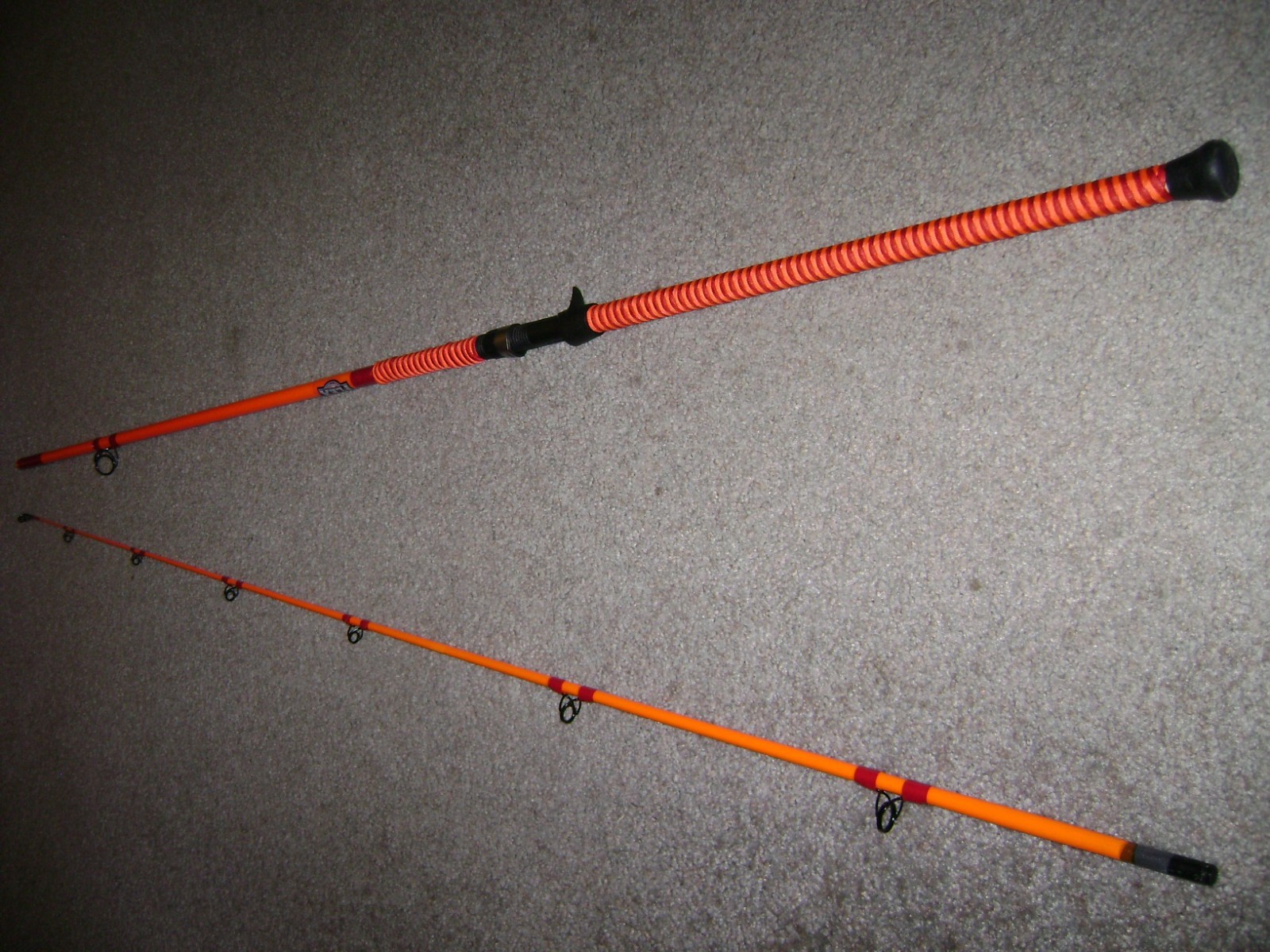 ORANGE GLOW ROD MEAT HUNTER FLEX 10′ HEAVY Casting -USA MADE! – BIG FISH, CATF!