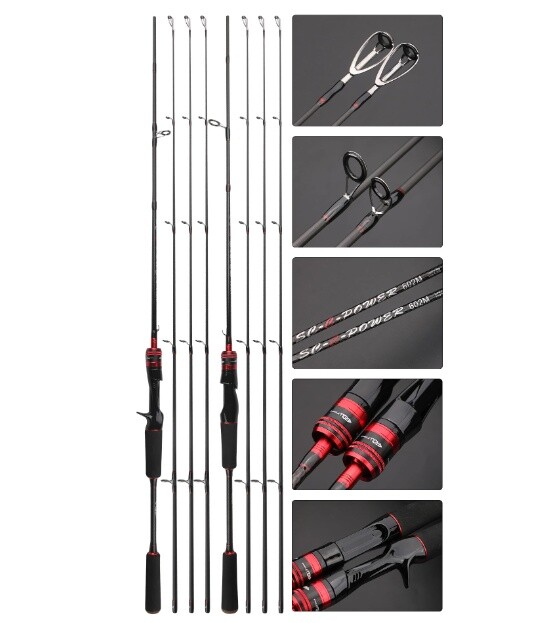 Fishing Rod 1.68M 1.8M Carbon Spinning/Casting Rod Trout Lure Travel Pole M/L/MH