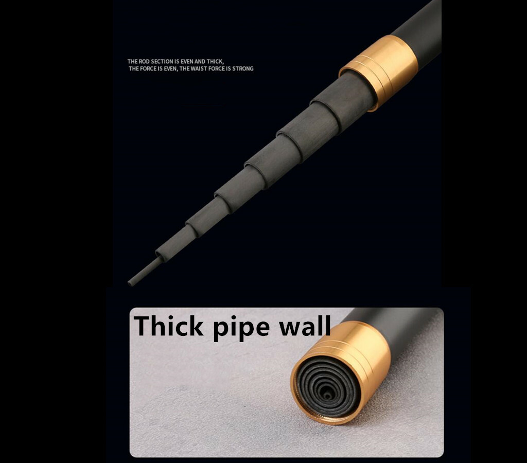 Fishing Rod Carbon Fiber Telescopic Fishing Pole Stream Hand Rod 3.6M-6.3M Carp