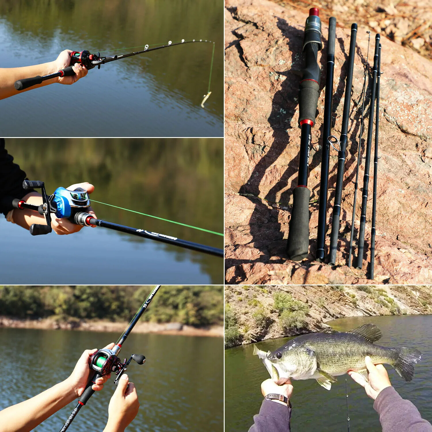 Sougayilang Cast Carbon Fiber Fishing Rod Reel Set Max Drag 8kg with Line Lure