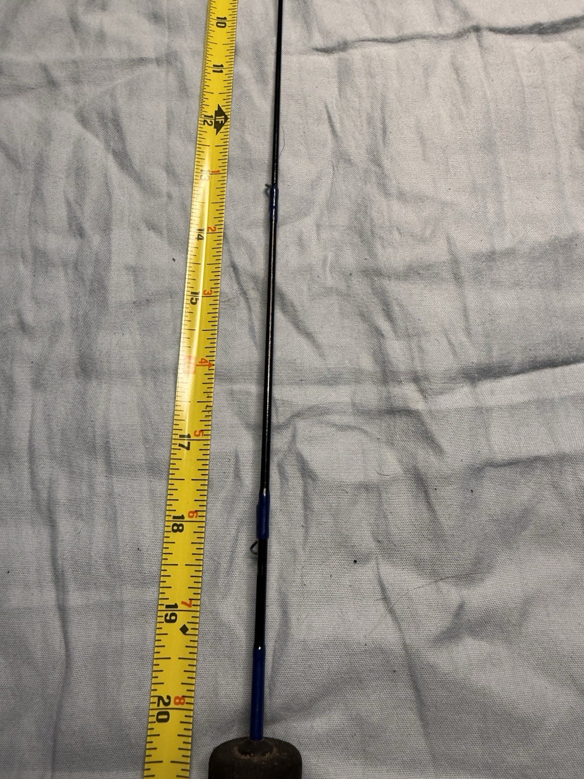 Custom Short Ultralight Spinning/Ice Rod 27″ Foam Grip Blue Orange Guides