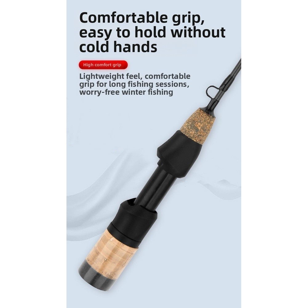 Compact Telescopic 60CM Ice Fishing Rod Carbon Fiber with Dual Tip Shrimp Pole