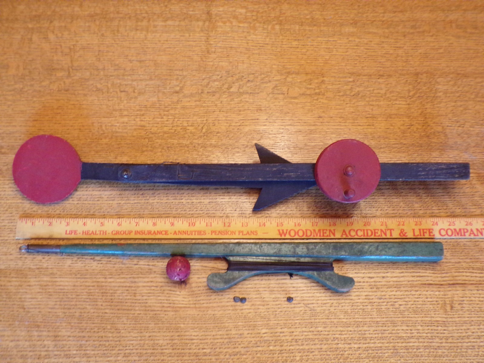Antique Primitive Wood Hand Carved Ice Fishing Tip Up Pole Rod Outdoor Decor
