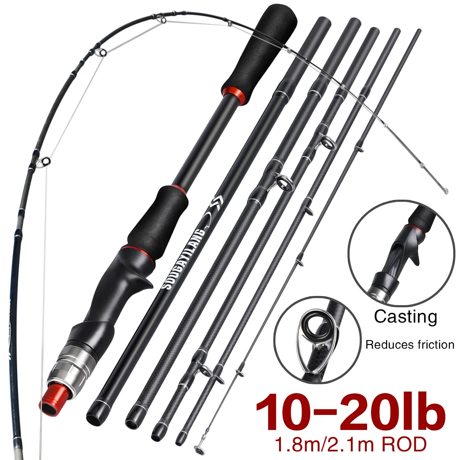 Sougayilang 1.8m 2.1m Lure Fishing Rod Carbon Fiber Spinning Casting Fishing Rod