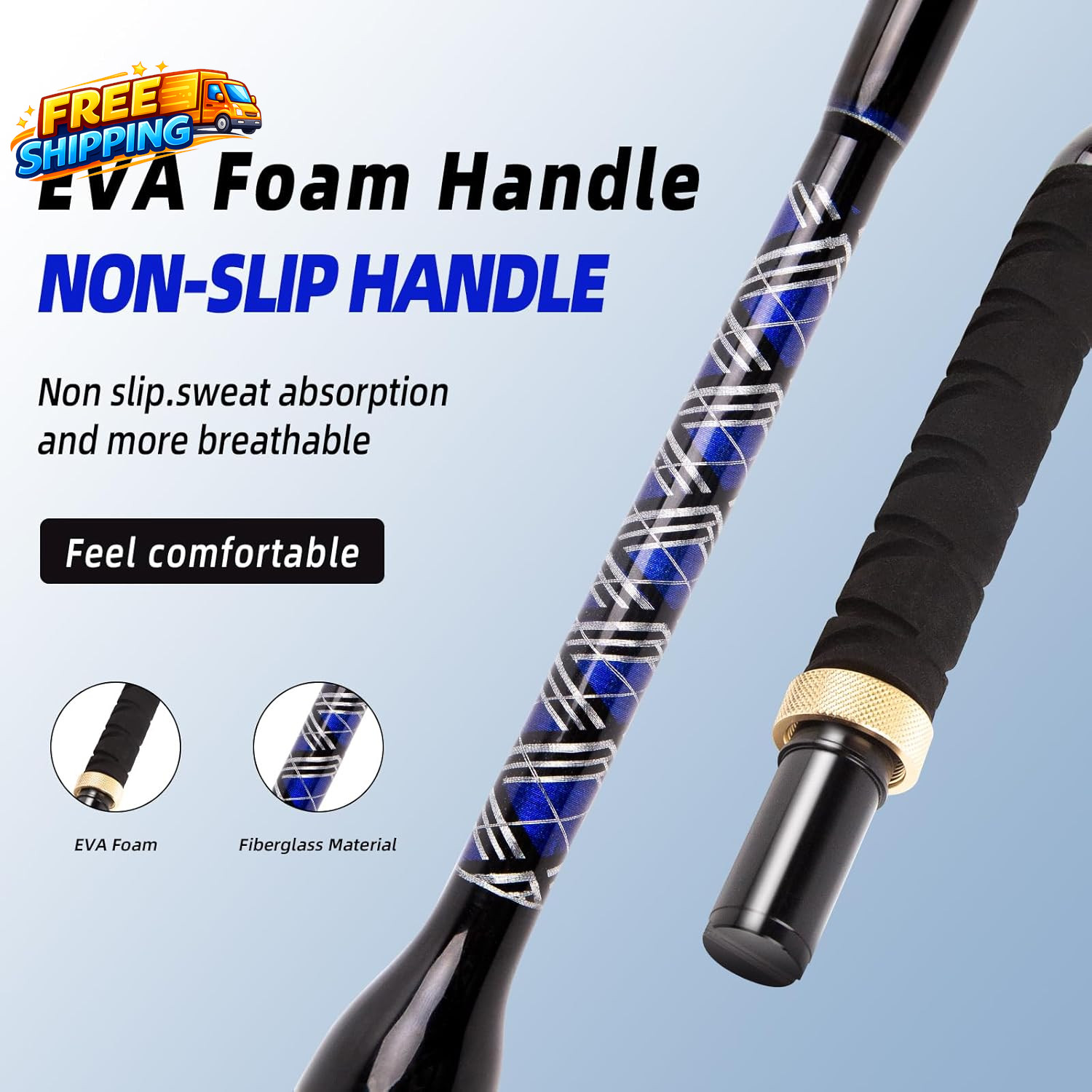 Deep Sea Fishing Rod Heavy Duty Bent Butt Trolling Rod with Roller Guides