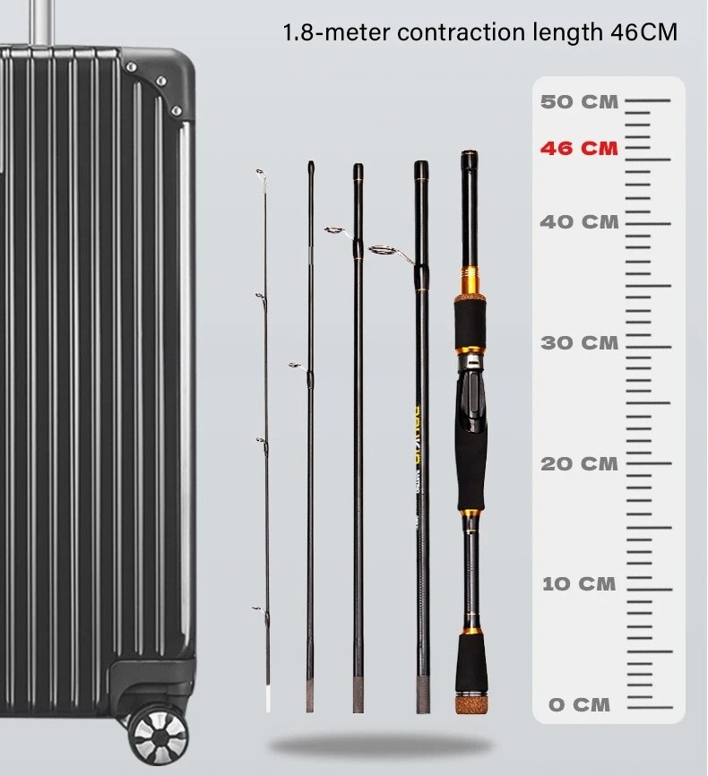 Fishing Rod Casting Spinning Travel Carbon Fiber Pole 4/5 Sections Fishing Rod